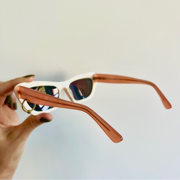 Acne Studios orange mirrored lenses cat eye sunglasses with a dangling piercing - Picture 8 of 12